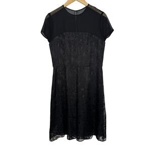 Jones New‎ York Dress Black Damask Sheer Chiffon Women's Size 6 Holiday Whimsy